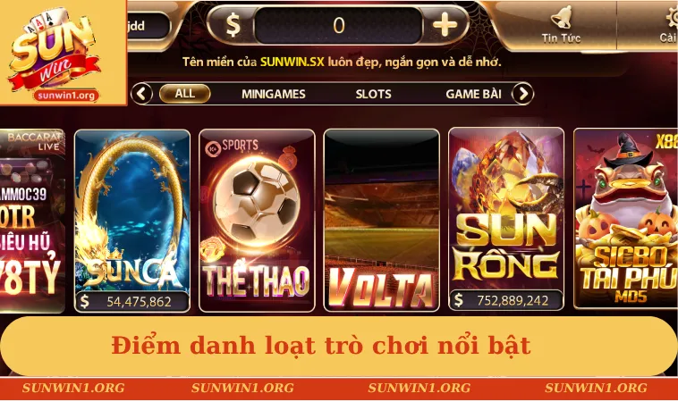 Giới thiệu SUNWIN 3 Điểm danh loạt trò chơi nổi bật