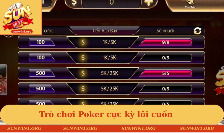 Trò chơi Poker cực kỳ lôi cuốn